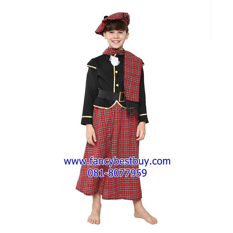ชุดประจำชาติสกีอตแลนด์ Scotland Costume มีขนาด XS 100-110, S 110-120, L135-145