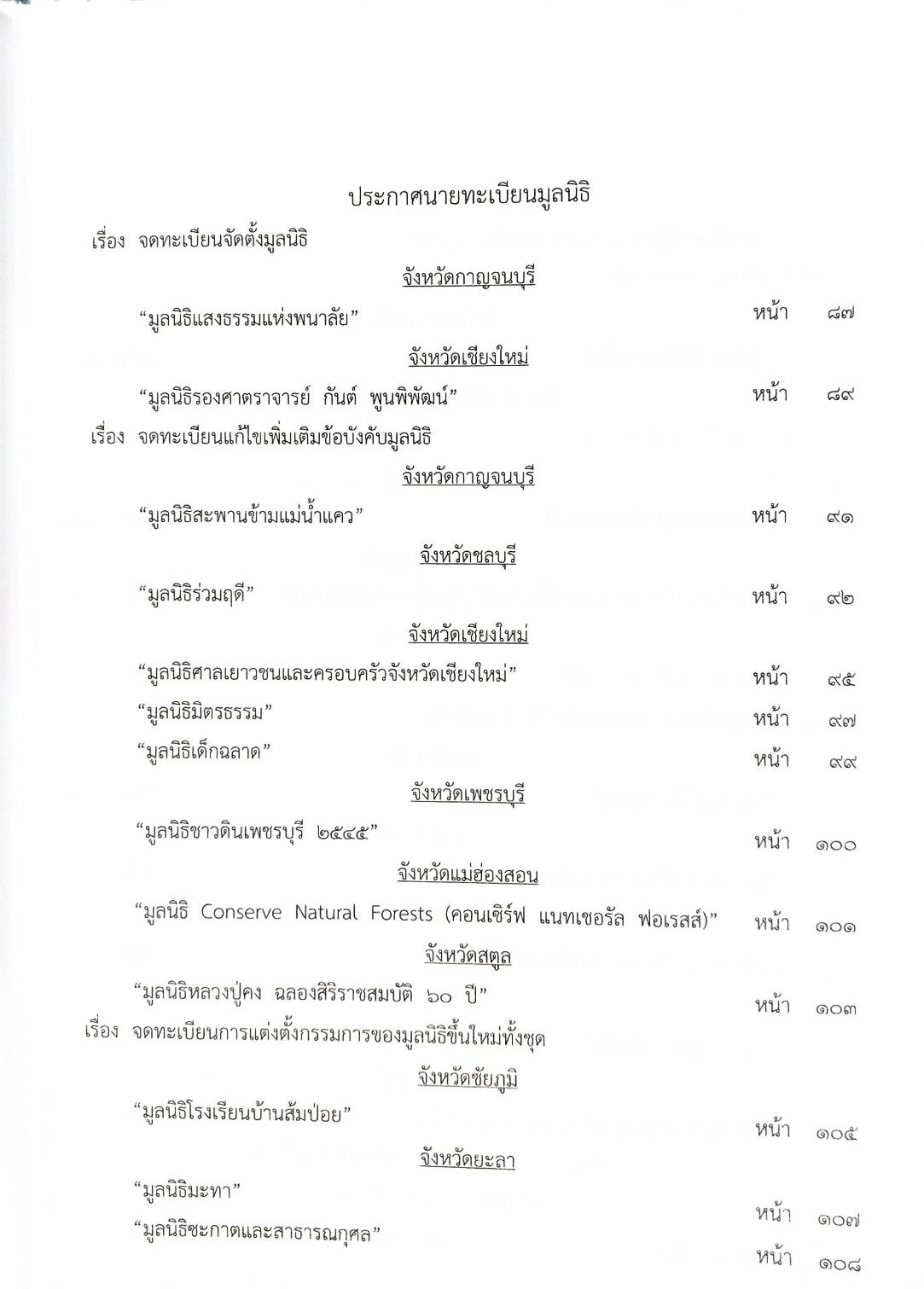 กฎหมายออกใหม่ ตอนที่ 97/63 ประกาศกระทรวงการคลัง ประกาศศาลเยาวชนและครอบครัว สมาคม-มูลนิธิ