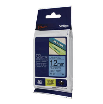 เทปพิมพ์ฉลาก Brother TZE-531 ขนาด 12 มม. ตัวดำพื้นน้ำเงิน (ของแท้)