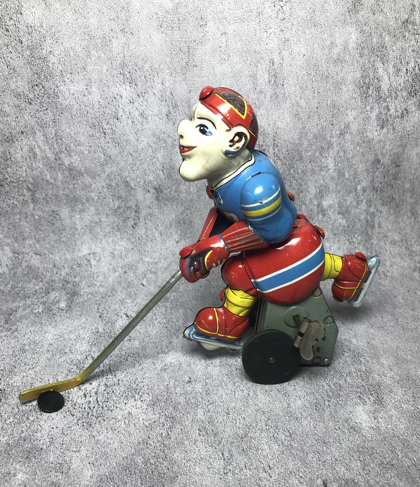 50s TPS Big League Hockey Player Tin Toy