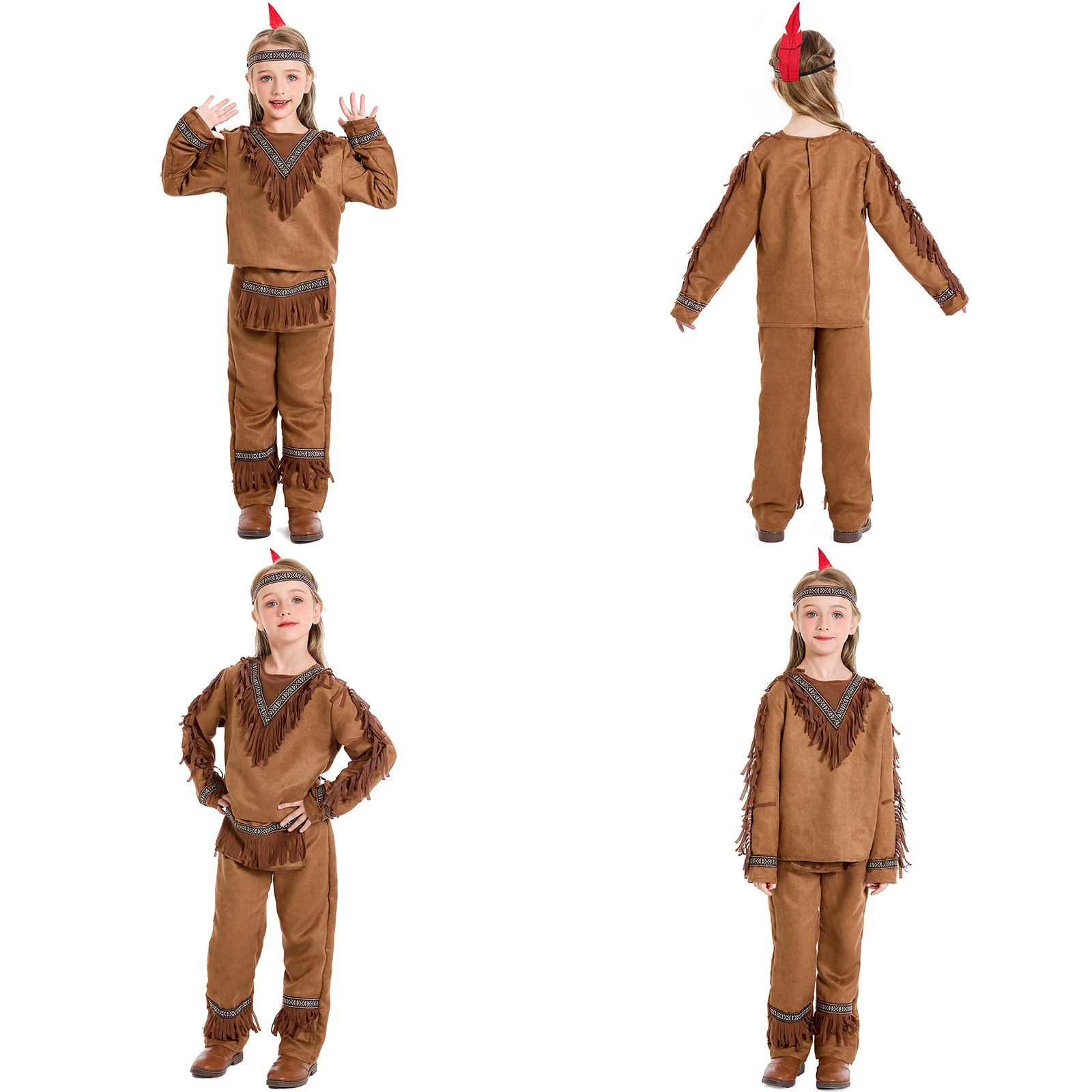 ชุดแฟนซีเด็กอินเดียแดง Indiana Girl มีขนาด S 115-125, M 125-140, L 140-155