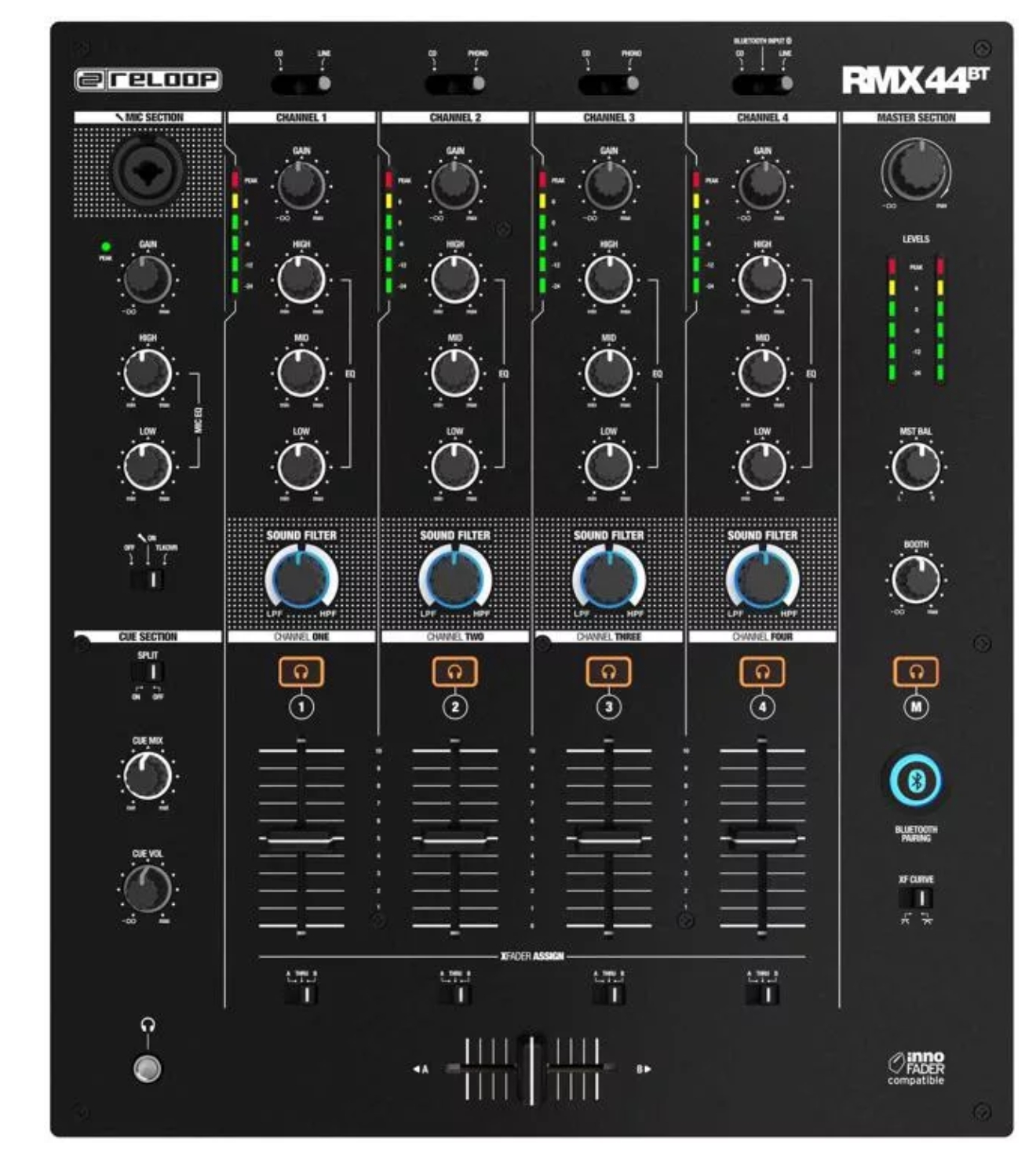 Reloop RMX-44-BT 4-channel Bluetooth DJ Mixer