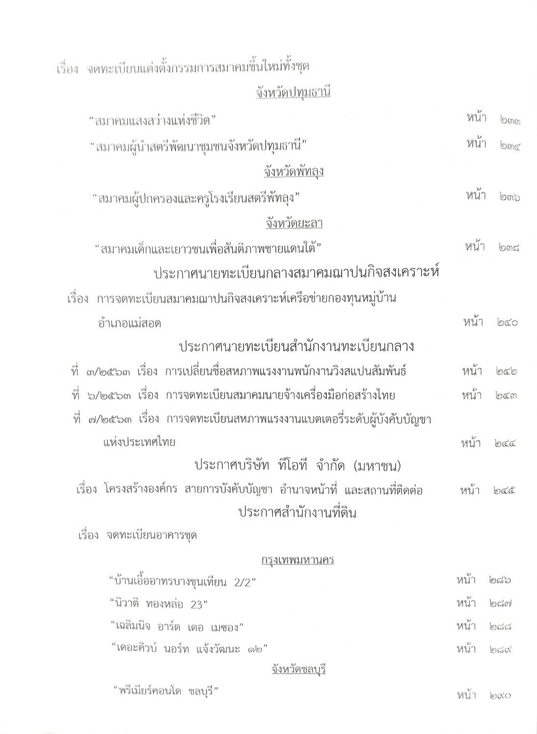 กฎหมายออกใหม่ 30/63 ระเบียบเทศบาล งานชุมนุมฯ ประกาศกรมสรรพสามิต ฉ.32 - 33 ประกาศศาลเยาวชนและครอบครัวจังหวัด.. สมาคม - มูลนิธิ