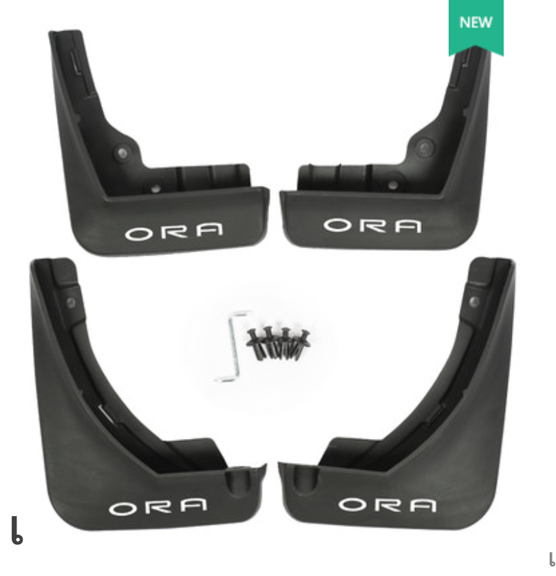 บังโคลน ยางกันโคลน รถยนต์ไฟฟ้า ORA Good Cat ไม่ต้องเจาะตัวรถ เช็คทำความสะอาดง่าย 4 ชิ้น พร้อมอุปกรณ์การติด