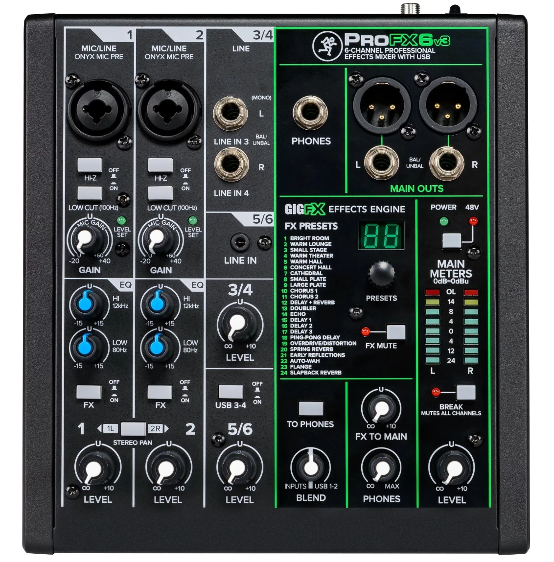 Mackie ProFX6v3 6-channel Mixer with USB and Effects