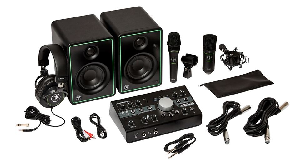 Mackie Studio Bundle with CR3-X Monitors, Big Knob Studio Interface, EM89D Dynamic Mic, EM91C Condenser Mic and MC-100 Headphones