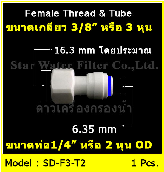 ข้อต่อตรง (3/8FIP x 1/4OD) Plastic สวมเร็ว Speed Fit