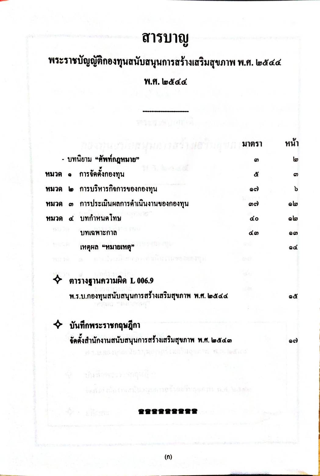พระราชบัญญัติกองทุนสนับสนุนการสร้างเสริมสุขภาพ พ.ศ.2544 (5E 03)