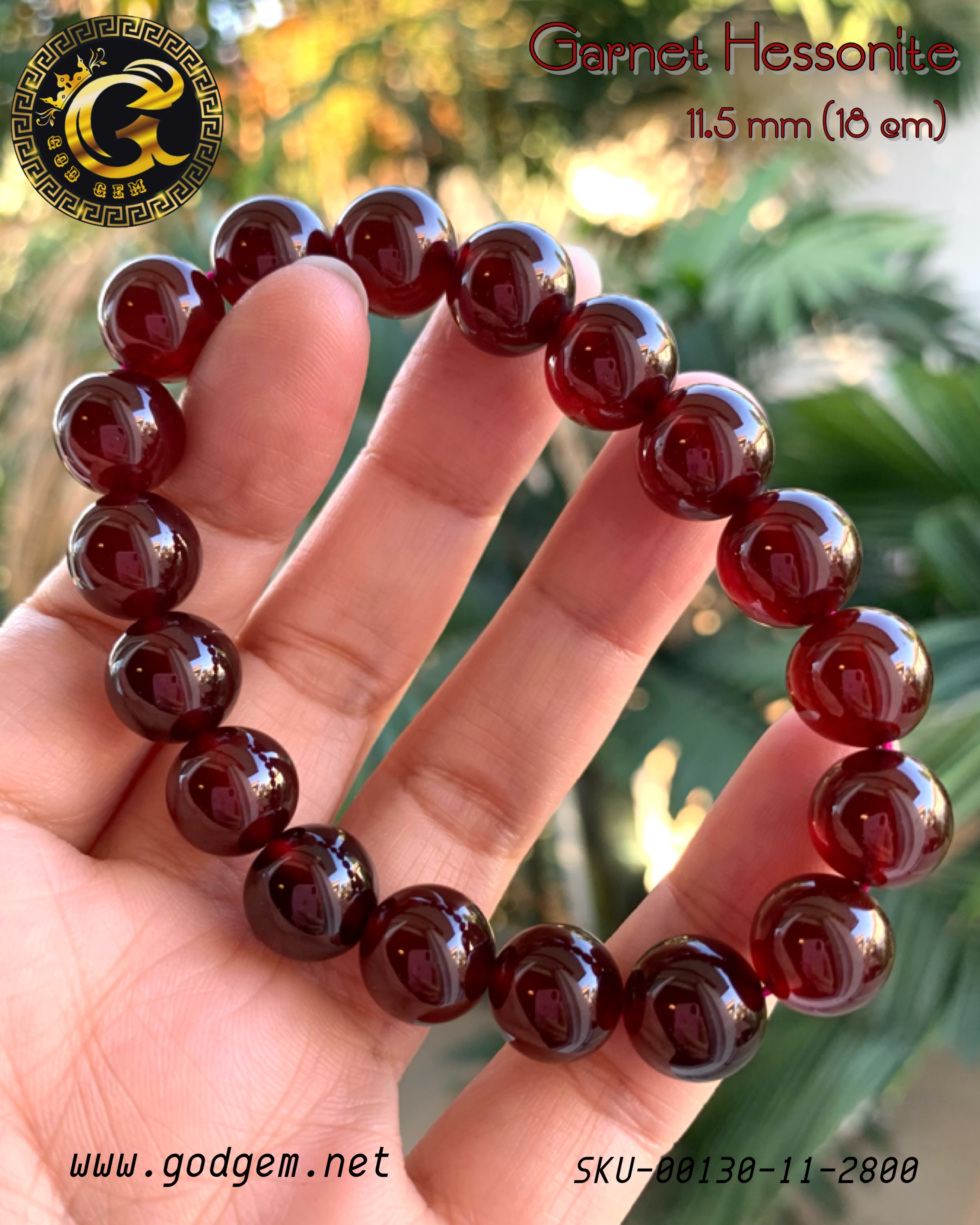 ข้อมือหิน เฮสโซไนท์ การ์เน็ต (Garnet Hessonite)