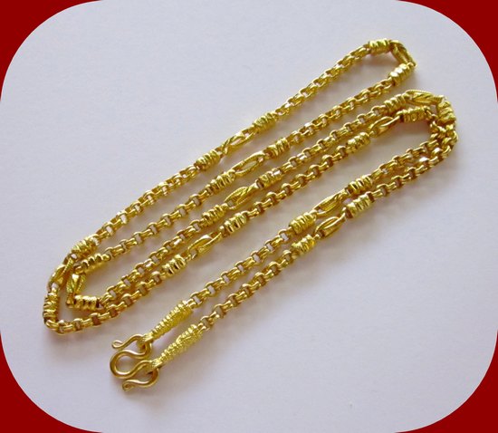 สร้อยคอ ทองแท้ 96.5% ลายสลับ - ยาว 24 นิ้ว - น้ำหนัก 15.2 กรัม (1 บาท)