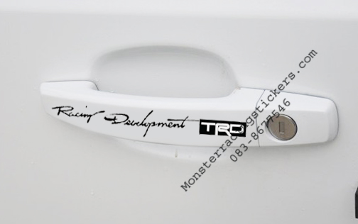 (สีดำ) สติ๊กเกอร์ ติด ที่จับประตู / กระจก / กันสาด / ที่ปัดน้ำฝน TOYOTA TRD RACING DEVELOPMENT STICKERS HANDLE