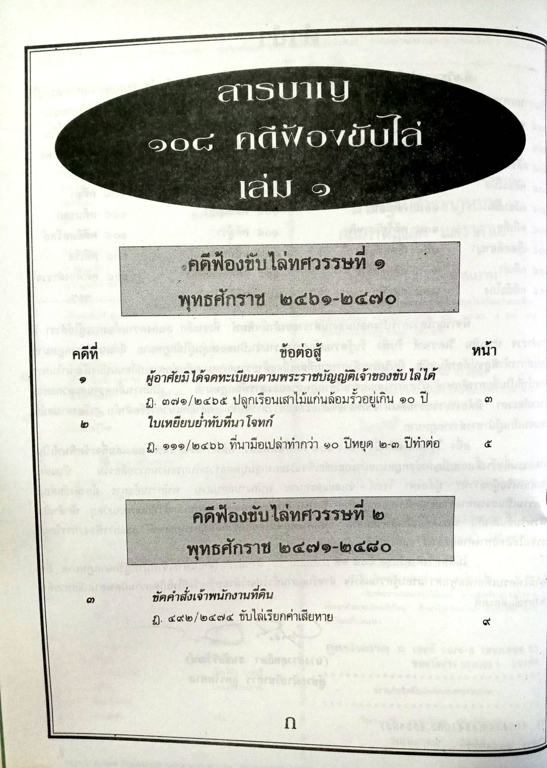 108 คดีฟ้องขับไล่: ไล่ที่ บุกรุก ลุกล้ำ ฯลฯ (หนังสือเก่า มือ1)