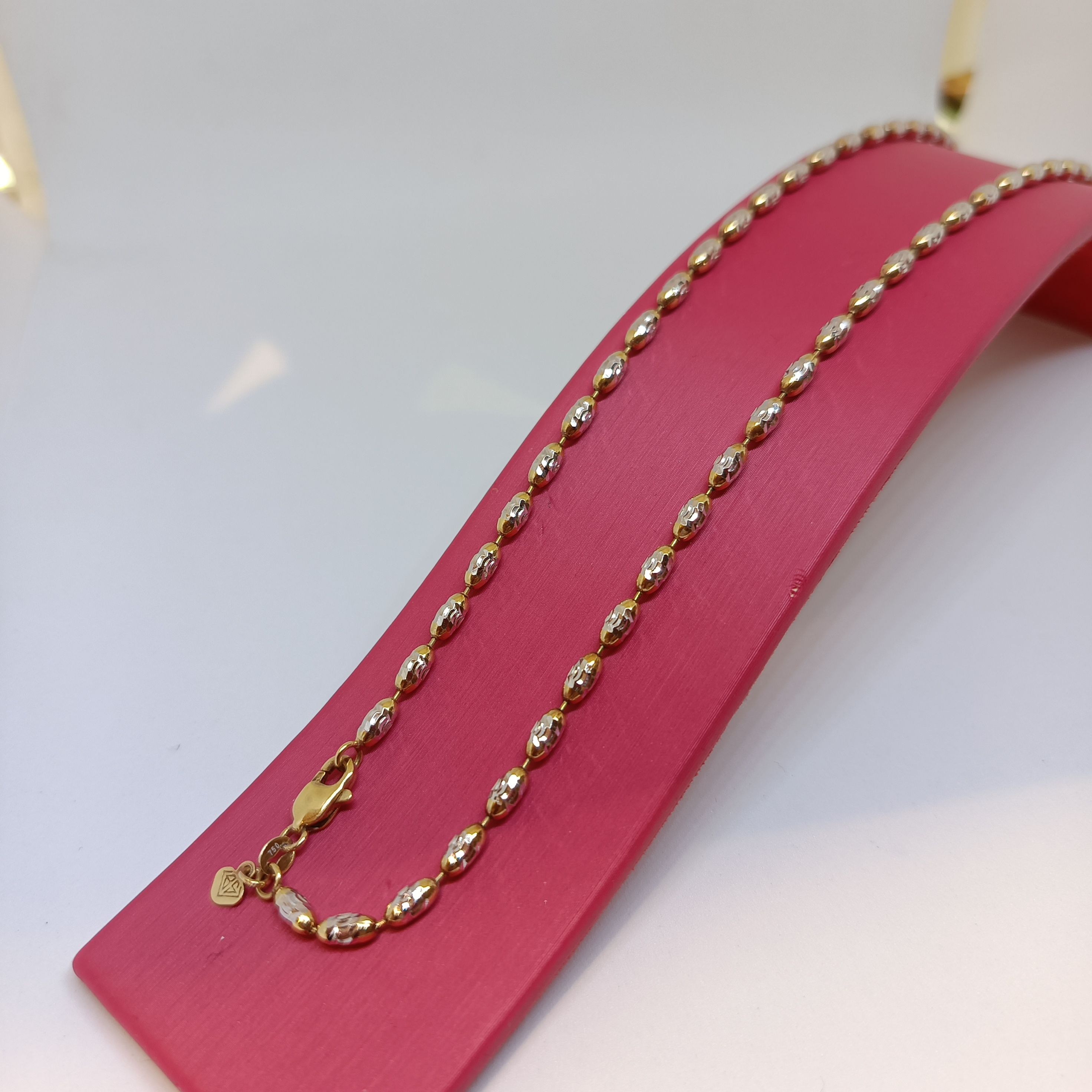 สร้อยทองอิตาลี่ ลายแฟนซีเมล็ดข้าวเจียระไนเหลี่ยมเพชร2กษัตริย์