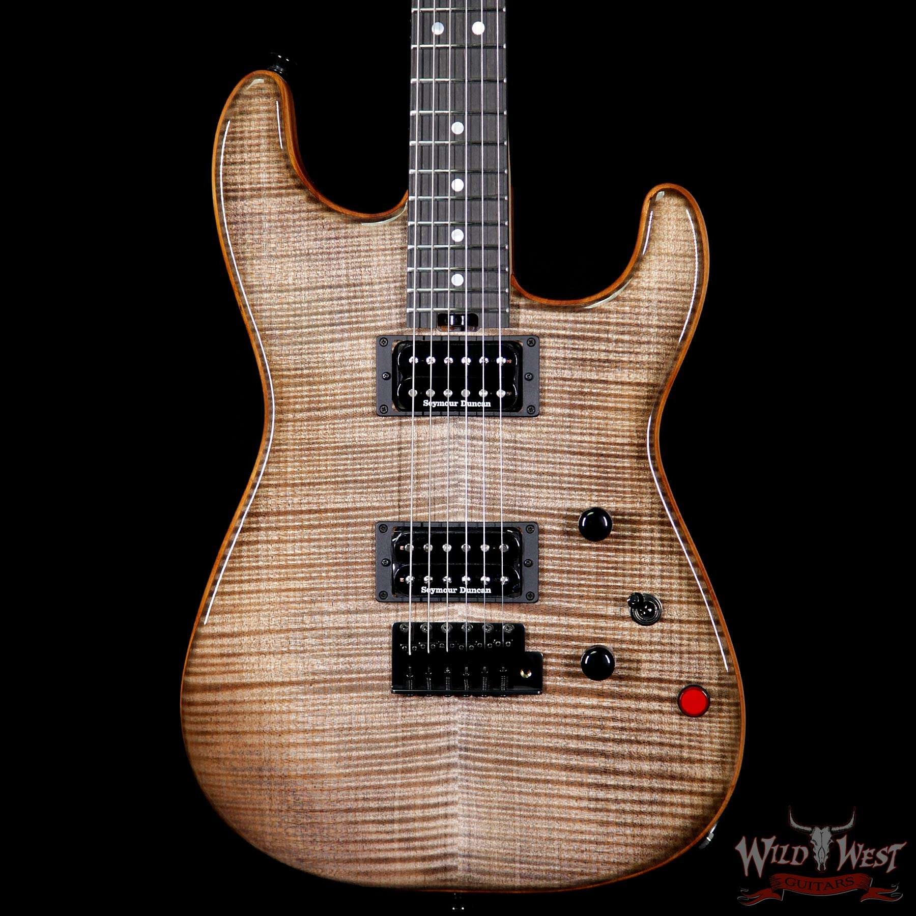 Charvel Custom Shop Wild West 011 Masterbuilt Red Dave Flame San Dimas HH Kill Switch - Trans Charcoal