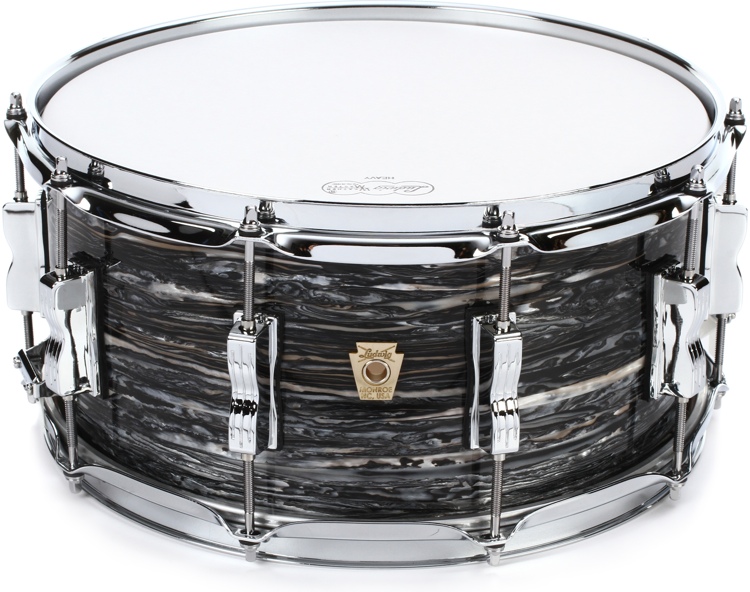 Ludwig Classic Maple Snare Drum with P86 Throw Off - 6.5 x 14 - Vintage Black Oyster Pearl
