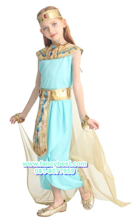 ชุดครีโอพัตรา ชุดประจำชาติอียิปต์ เจ้าหญิงอียิปต์ สีฟ้าทอง ขนาด M, L, XL