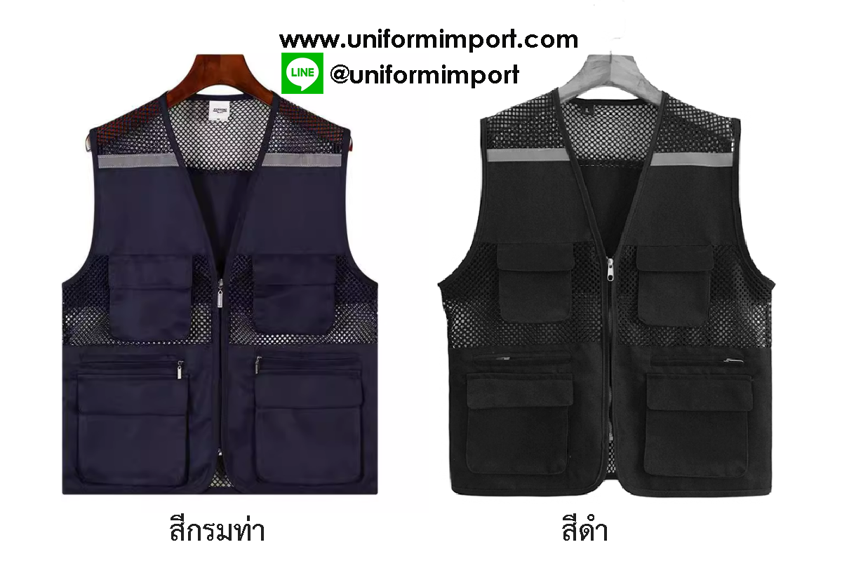 เสื้อกั๊กตาข่ายช่างติดแถบสะท้อนแสง ++คลิกภาพดูรายละเอียดด้านใน เสื้อกั๊กช่าง เสื้อตาข่ายช่าง เสื้อกั๊กช่างติดแถบสะท้อนแสง