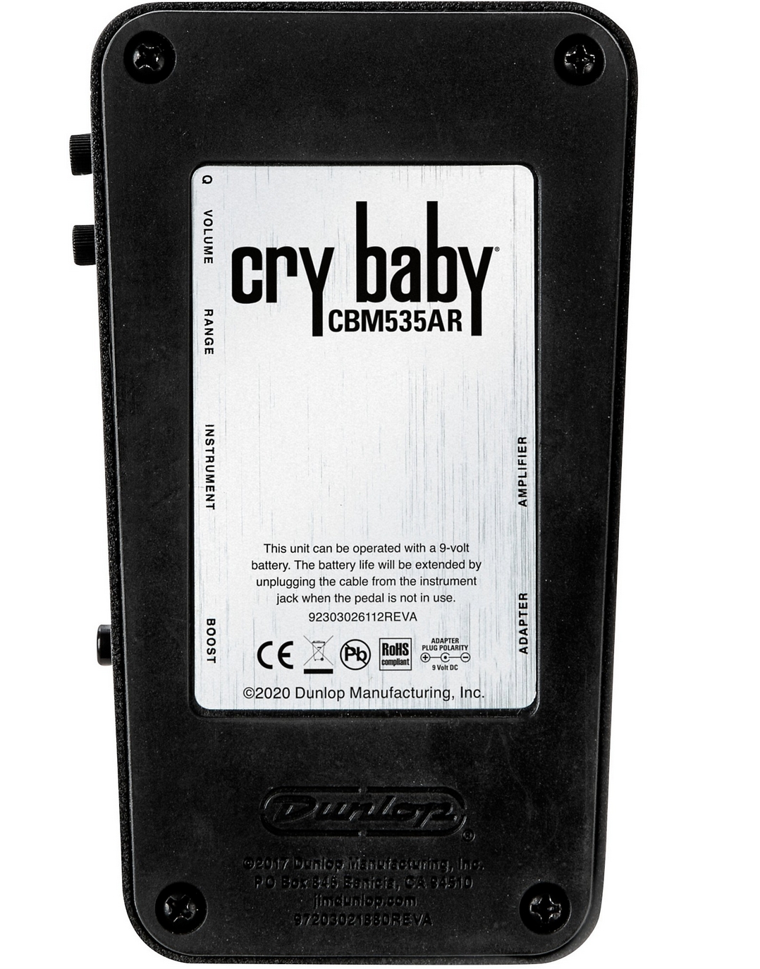 Dunlop CBM535AR Crybaby Q Mini 535Q Auto-Return WAH Pedal Black