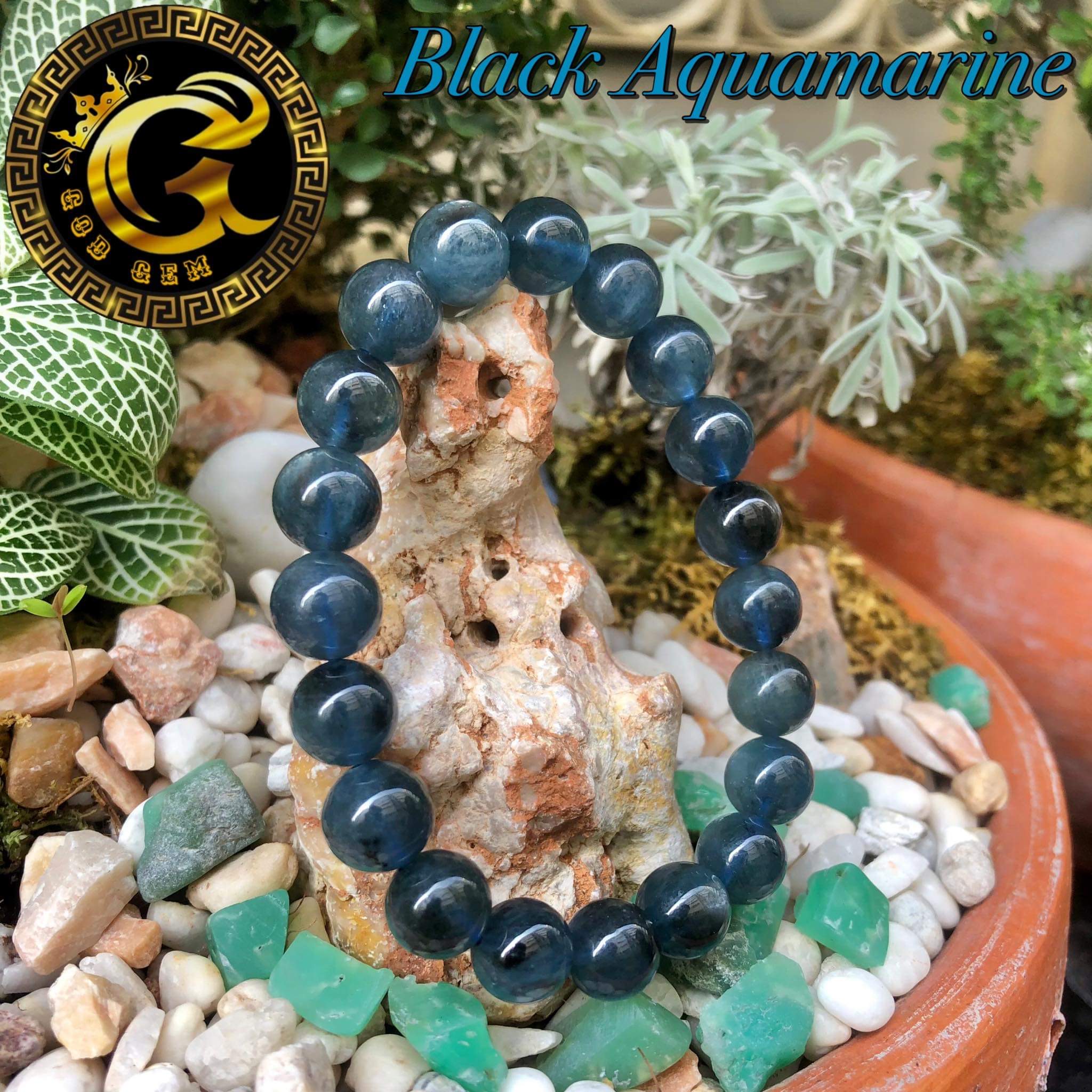 ข้อมือหิน แบล็คอความารีน