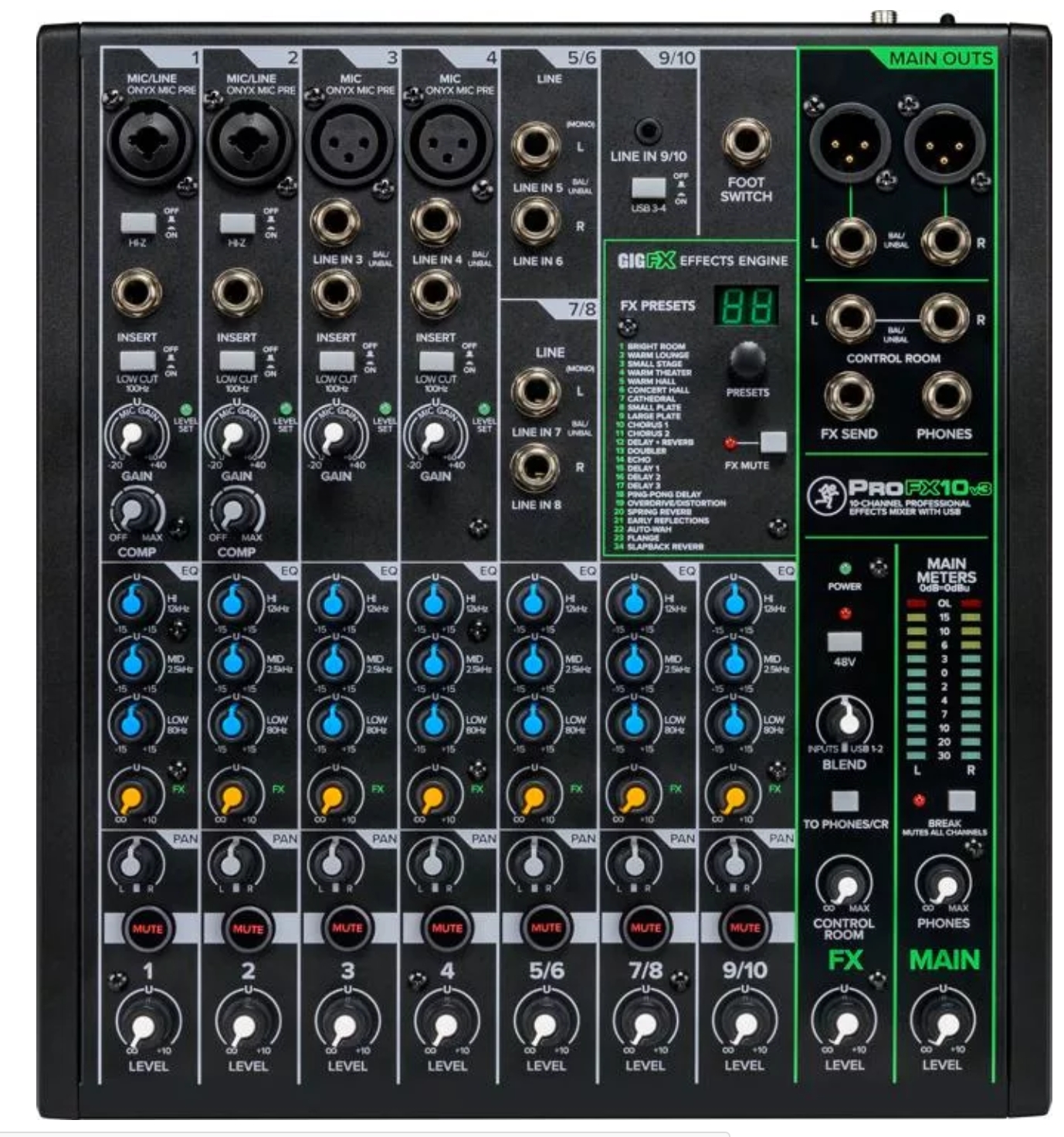 Mackie ProFX10v3 10-channel Mixer with USB and Effects