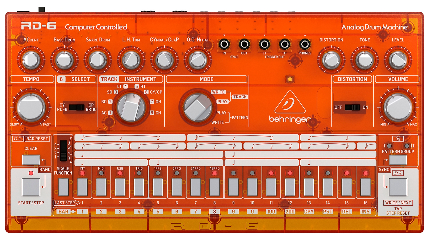 Behringer RD-6 Classic Analog Drum Machine Tangerine