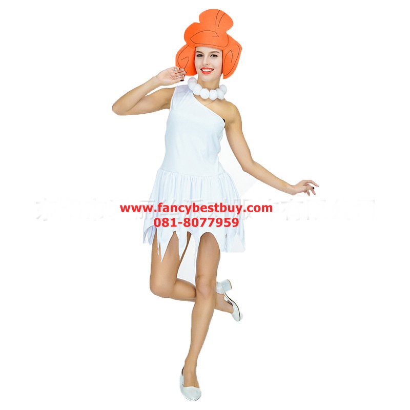 ชุดแฟนซีคู่ ผู้ชาย ผู้หญิง ชุดมนุษย์หิน Flinstone กับ เอมม่า Emma Flinstone ขนาดฟรีไซด์