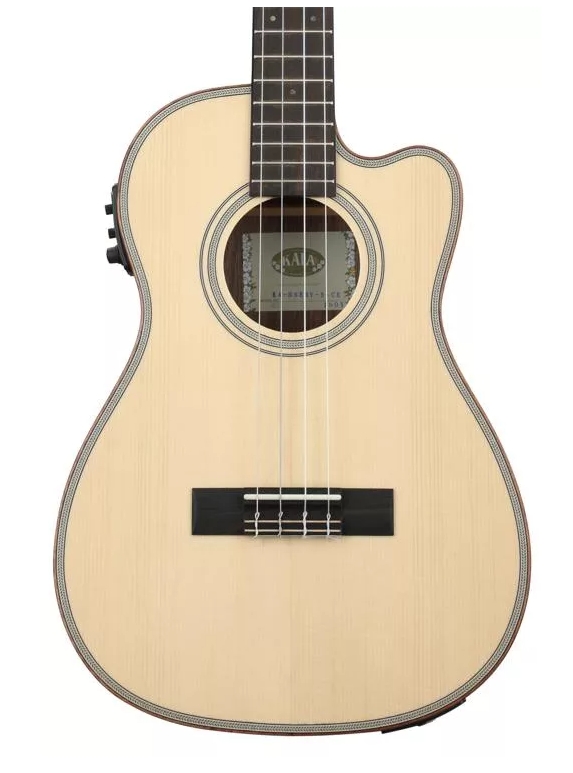 Kala Solid Spruce Top Striped Ebony - Baritone w/ Cutaway and EQ