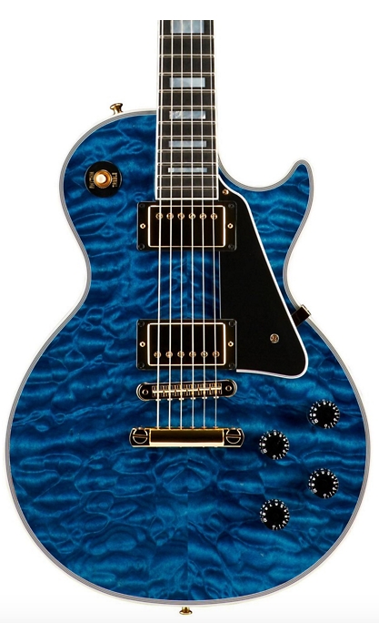 Gibson Custom Les Paul Custom 5A Quilt Top with Gold Hardware Electric Guitar - Transparent Blue