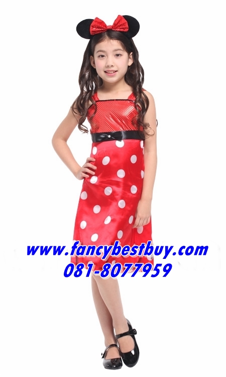ชุดมินนี่ Minnie Mouse ชุดแฟนซีเด็กหญิง สีแดง ขนาด M, L, XL