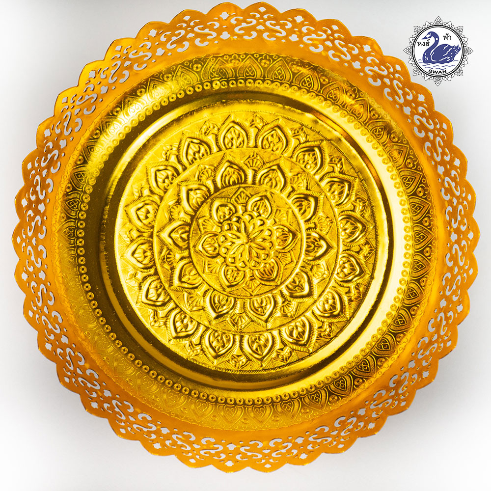 Aluminum Gold Sacred-Perforated Pedestal 38 cm.