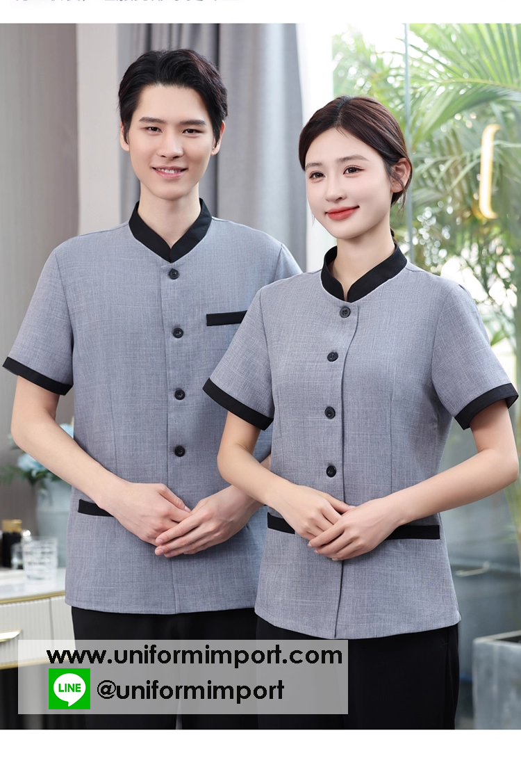 เสื้อพนักงานทำความสะอาด ++คลิกภาพดูรายละเอียดด้านใน เสื้อแม่บ้าน เสื้อแม่บ้านโรงแรม เสื้อฟอร์มพนักงาน ยูนิฟอร์ม uniform เสื้อพนักงานโรงแรม