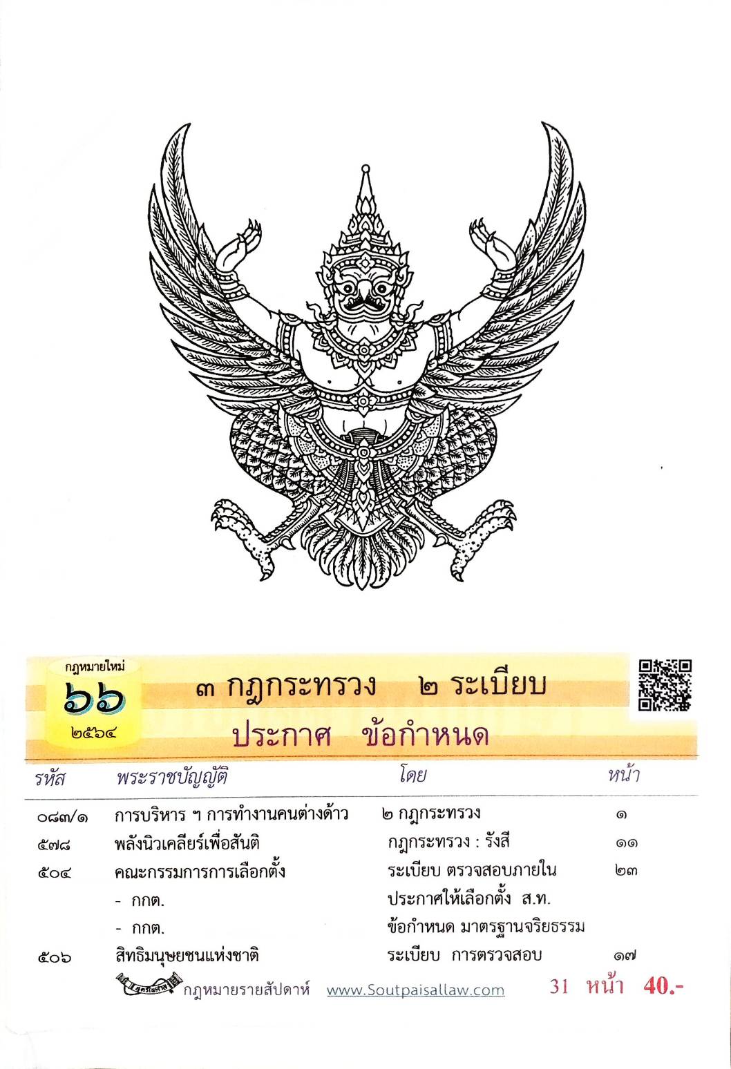 กฎหมายใหม่ปี 2564 ตอนที่ 66 3 กฎกระทรวง 2 ระเบียบ ประกาศ ข้อกำหนด