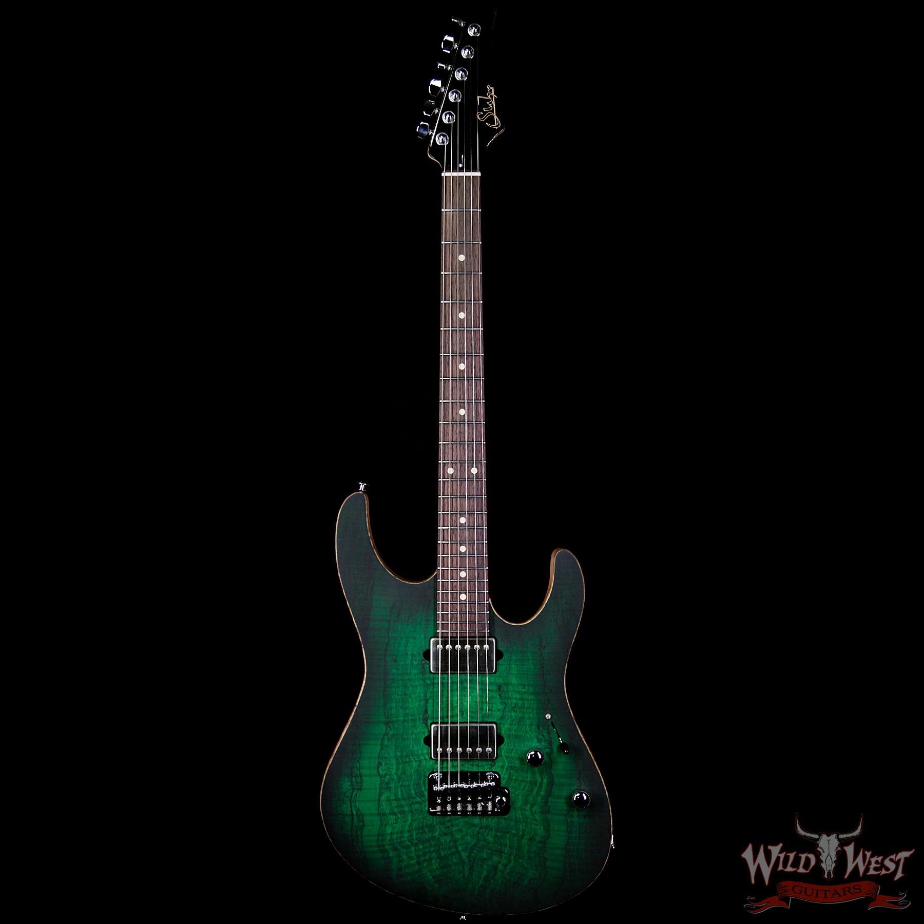 Suhr Modern HH Alder Body Spalted Maple Top Rosewood Fingerboard Trans Green Burst