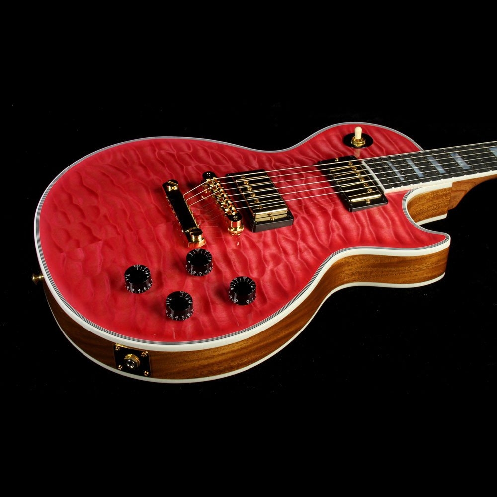 Gibson Custom Shop Zoo Select Les Paul Custom Quilt Top Electric Guitar Transparent Pink