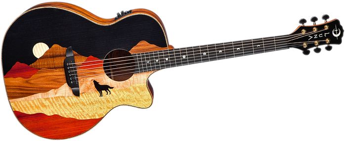 Luna Guitars Vista Wolf Cocobolo Back and Sides Acoustic Electric Guitar