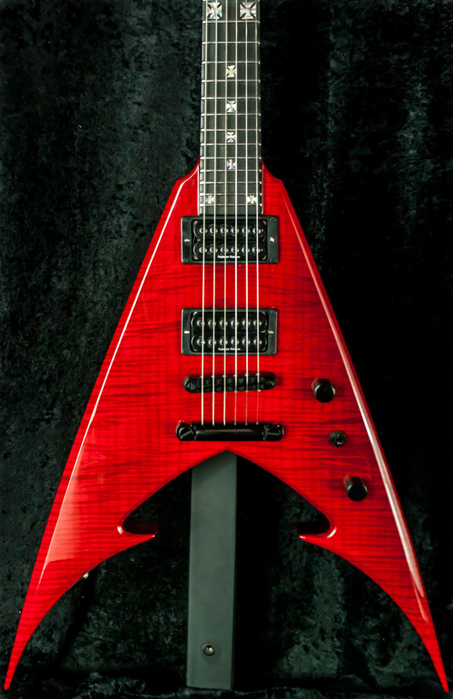 Bernie Rico JR USA Vixen 6 FM Iron Cross Electric Guitar - Trans Red