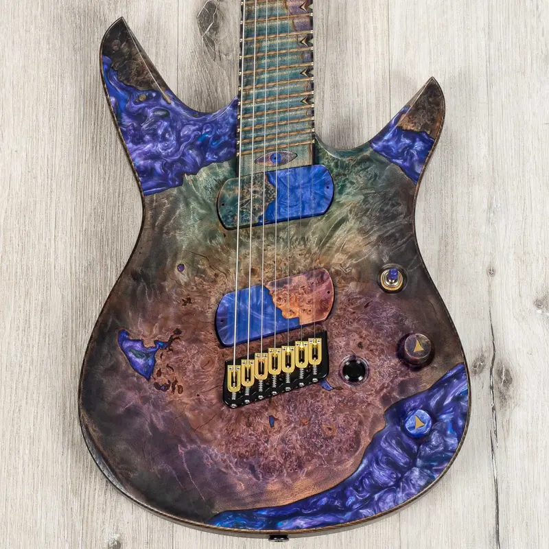 Ereshkigal Original Series Urash Sword Breaker 7-String Baritone Multi-Scale Guitar, Resin Art Burl