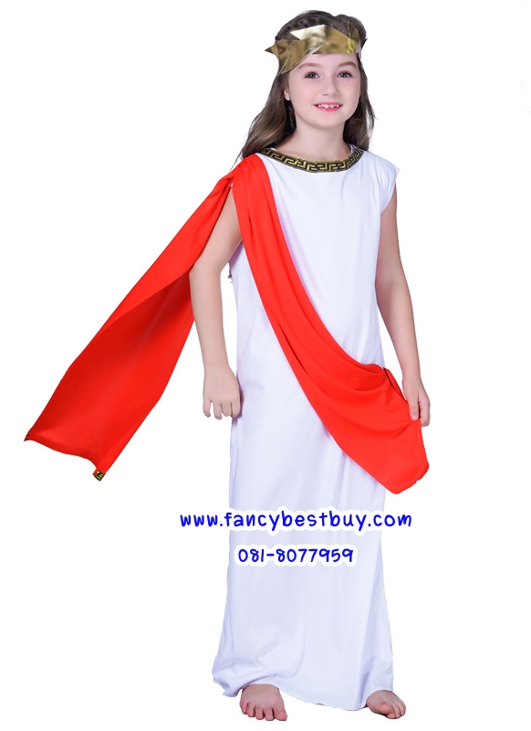 ชุดแฟนซีเด็ก ชุดเจ้าหญิงกรีก-โรมัน Athens Princess สำหรับใช้เป็นชุดประจำชาติอาณาจักรกรีก-โรมัน ขนาดฟรีไซด์ เด็กสูง 125-140 ซม.