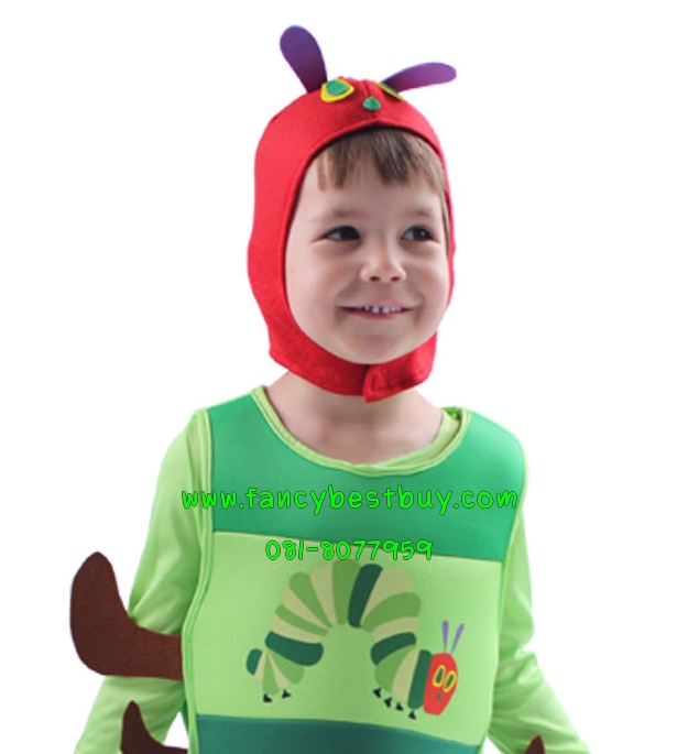 ชุดหนอนผีเสื้อ Caterpillar Costume ชุดแฟนซีแมลงสัตว์เด็ก ชุดมาสแมลง ใช้ได้ทั้งเด็กชายหญิง รวมชุดบอดี้สูทสีเขียวด้านใน มี ขนาด L(125-140), XL(140-150)