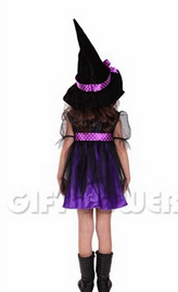 ชุดฮาโลวีนเด็ก แม่มดน้อยแสนเสน่ห์ สีม่วง สำหรับแฟนซีเด็ก ขนาด M, L, XL