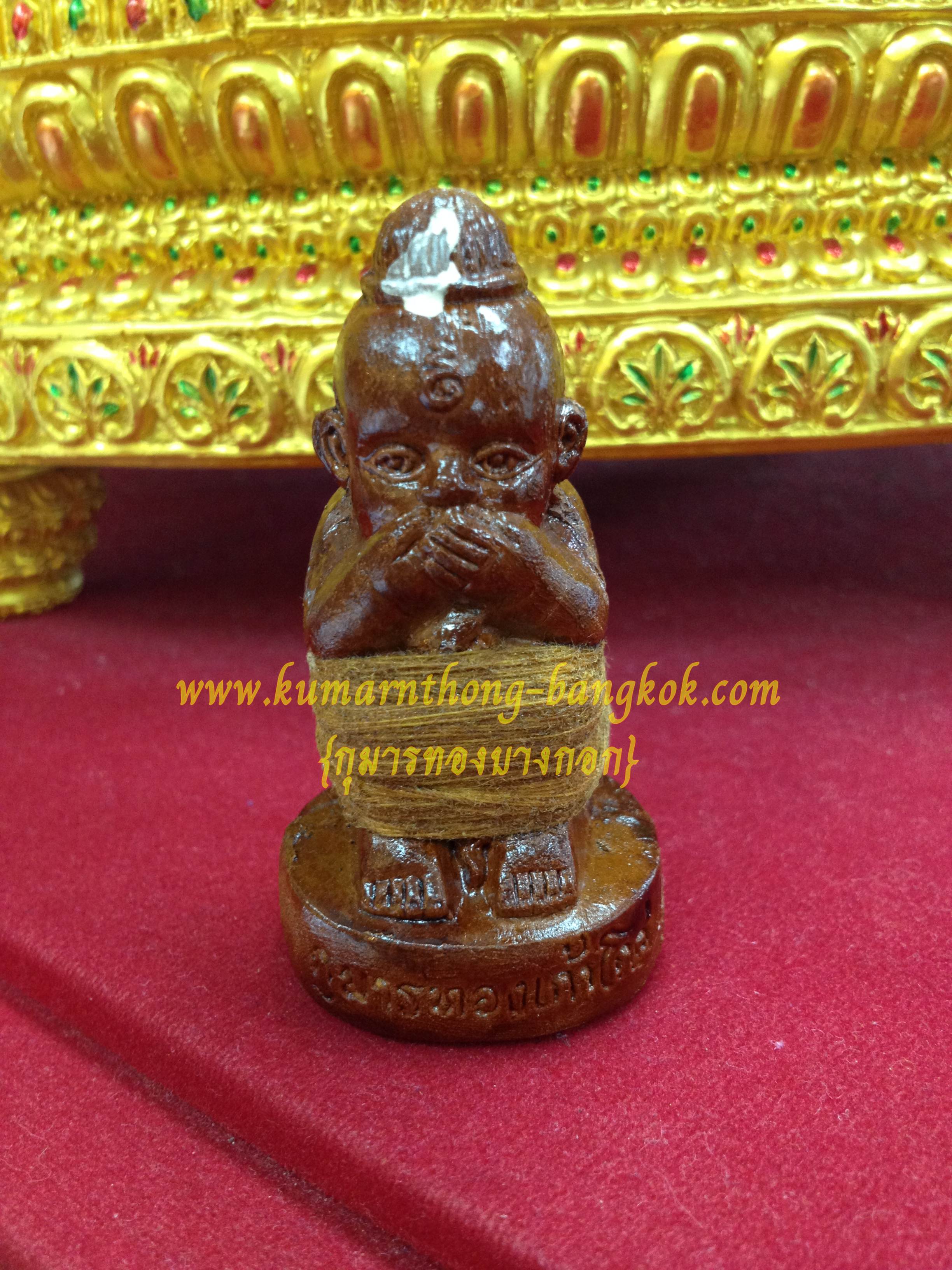 กุมารทองเก้าโกศ หลวงพ่อกอย วัดเขาดินใต้ จ.บุรีรัมย์ (รุ่น2) รุ่นเก้าโกศพรายแรงทวีคูณมหาโชค ขนาดบูชากลางสูง 2-3 นิ้ว ปี 2554