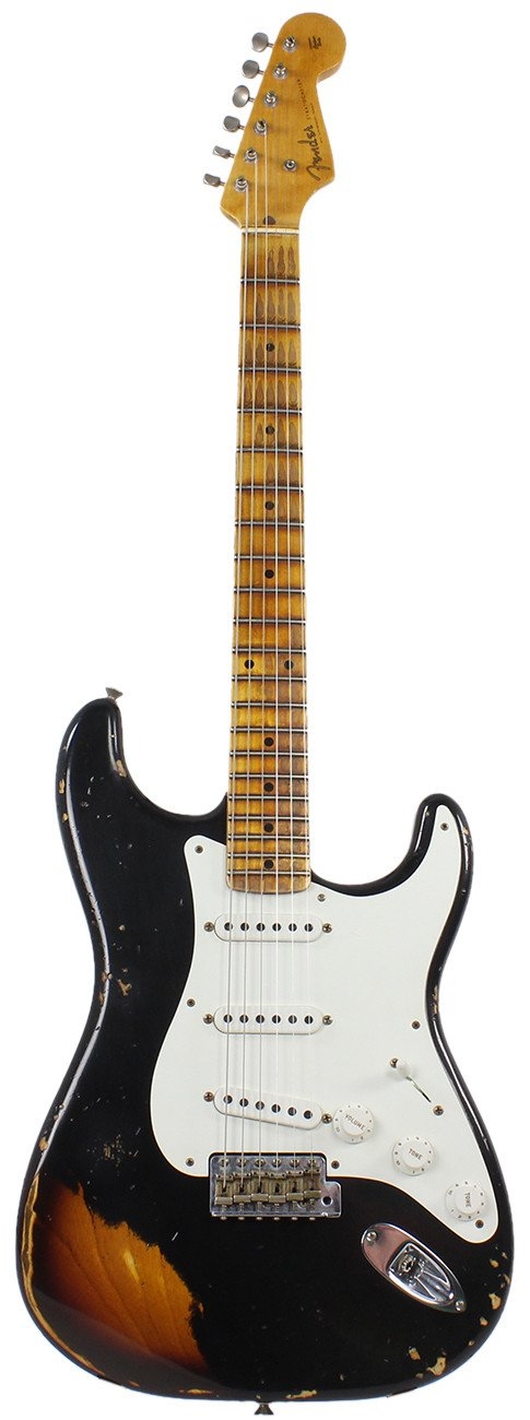 Fender Custom Shop 1955 Heavy Relic Stratocaster - Aged Black over 2-Tone