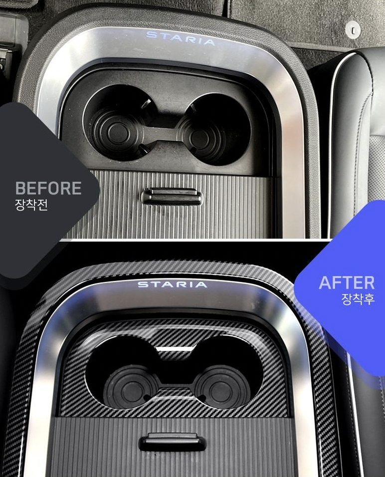 ครอบที่วางแก้วเครฟล่า ลายคาร์บอน Hyundai STARIA