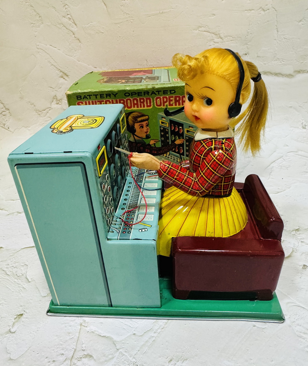 50s Linemar Switchboard Operator Battery Tin Toy