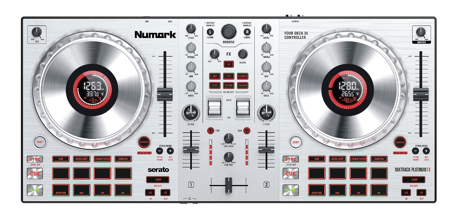 Numark Mixtrack Platinum FX Silver DJ Controller With In-Wheel Display