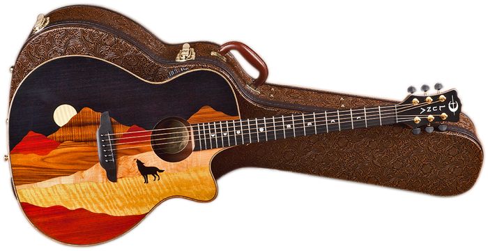 Luna Guitars Vista Wolf Cocobolo Back and Sides Acoustic Electric Guitar