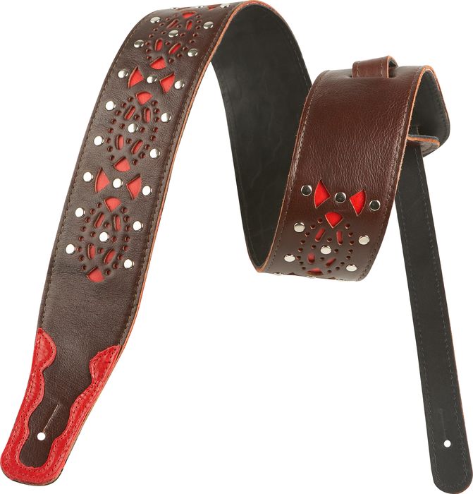 Jodi Head Chrystie St. Brown Guitar Strap Brown/Red Underlay