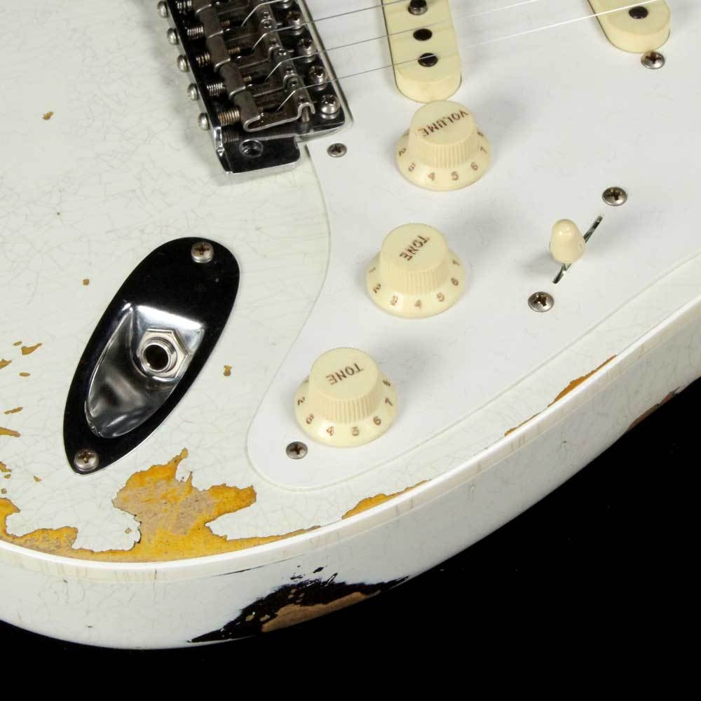 Fender Custom Shop 56 Thinline Stratocaster - Aged Olympic White over Chocolate 2-Color Sunburst