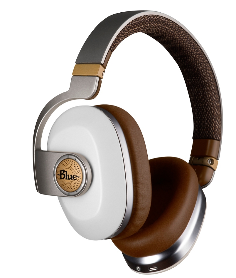 BLUE Satellite Premium Noise-Cancelling Wireless Headphones with Built-In Audiophile Amp White