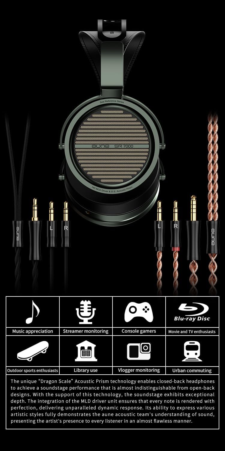 Aune SR7000 Butterfly Wired High Sound Quality HiFi Closed End Headphone